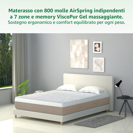 Materasso NATURA 800 Airspring 800 Molle Memory Gel Massage Sfoderabile Bamboo Anallergico Dispositivo Medico Casalinghi Sicignano