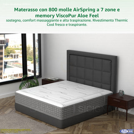 MATERASSO 'ALOE 800' AIRSPRING 800 MOLLE MEMORY ALOEFEEL SFOD. THERMIC COOL ANALLERGICO DM Casalinghi Sicignano
