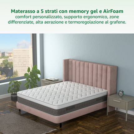 Materasso TERMICO FIVE Multifoam 5 Strati Memory Gel Massage Sfoderabile Carbon Thermic Dispositivo Medico Casalinghi Sicignano