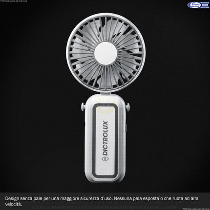 Ventilatore Portatile Dictrolux AiroSlim™ 2-in-1 – Mini Ventilatore Tascabile USB-C, 3 Velocità, Silenzioso, 85 g – Ideale per Viaggi, Estate, Concerti e Pendolarismo (Bianco) General Trade