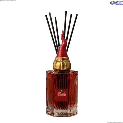 Diffusore Ambienti Premium Rosso Fortuna 500 ml con Corno Napoletano – Made in Italy, Vetro Costolato, Profumatore Casa Elegante a Bastoncini Mercury srl