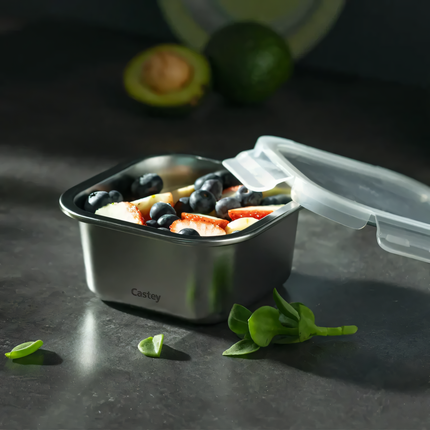 Contenitore Ermetico in Acciaio Inox 304 | Dal Freezer al Forno (-40°C a +400°C) | Meal Prep per Microonde Castey