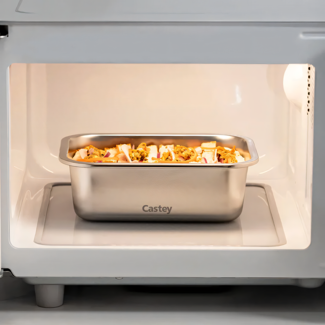 Contenitore Ermetico in Acciaio Inox 304 | Dal Freezer al Forno (-40°C a +400°C) | Meal Prep per Microonde Castey