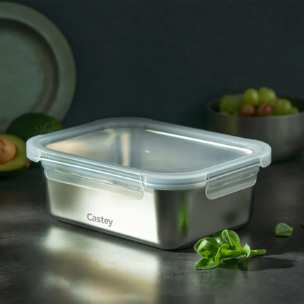 Contenitore Ermetico in Acciaio Inox 304 | Dal Freezer al Forno (-40°C a +400°C) | Meal Prep per Microonde Castey