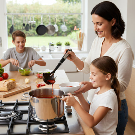 Set Utensili Cucina Nylon Nero Antiscivolo 6 Pezzi + Singoli – Manico Ergonomico Termoresistente Arca