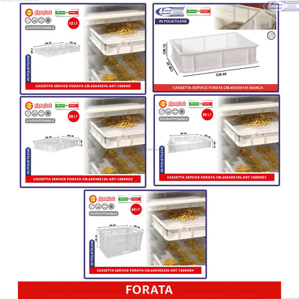 Cassetta Service Giganplast Piena/Forata | Contenitore Alimentare Professionale MOCA in Polietilene per Impasti, Cella e Freezer | Lavabile in Lavastoviglie - Made in Italy Giganplast
