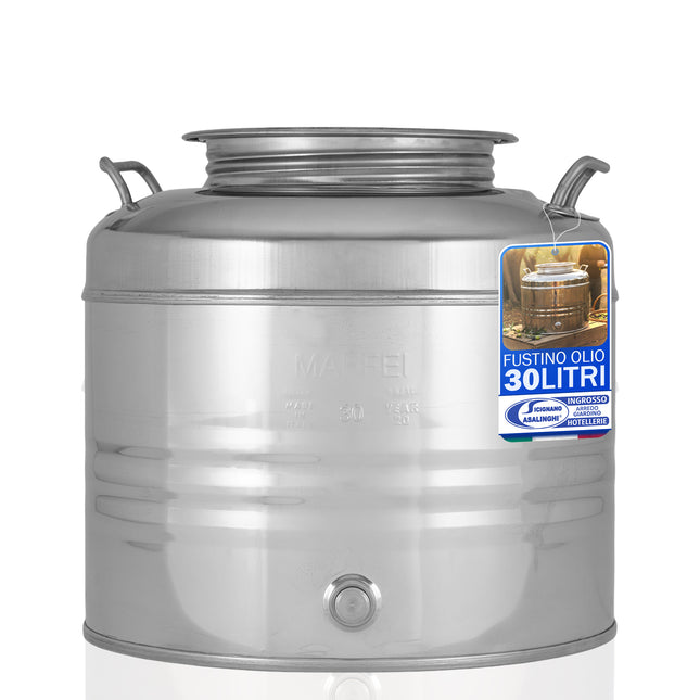 Fustino Olio 30L in Acciaio Inox 18/10 AISI 304 BA - Made in Italy MULTI INOX MAFFEI