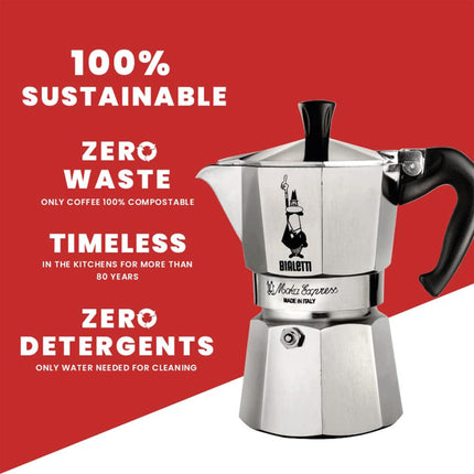 Bialetti Moka Express - Caffettiera Originale In Alluminio, Made In Italy Dal 1933 | Espresso Tradizionale | Da 1/2 Tazza A 12 Tazze