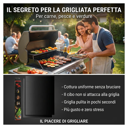 Tappetino di cottura antiaderente set 2 pezzi 30x40 cm per barbecue, griglia e forno | Riutilizzabile, senza PFOA