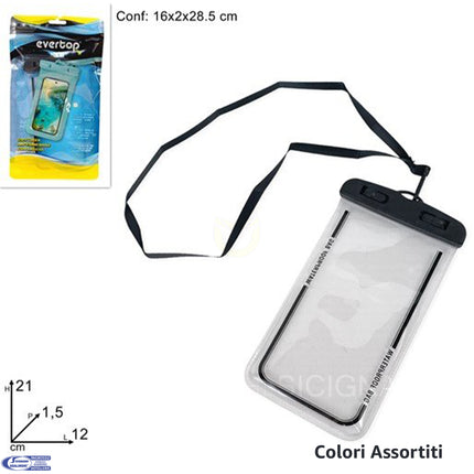 Custodia Smartphone Impermeabile Universale con Laccetto – Waterproof Bag Trasparente Touch, Mare Piscina Viaggio Due Esse