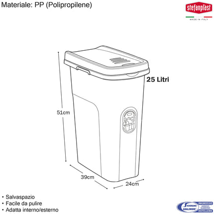 Stefanplast Bidone Spazzatura 25L Eco System | Pattumiera Esterno Stefanplast