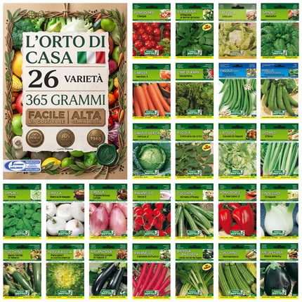 Kit Orto 4 Stagioni 26 Sementi Dotto (365g) | Alta Germinabilità per Balcone e Giardino Sementi Dotto