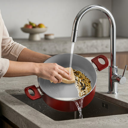 Casseruola 24cm Corallo Accademia Mugnano con Coperchio Pyrex | Pentola Antiaderente in Alluminio Made in Italy Accademia Mugnano