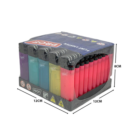 Box 50 Accendini a Pietrina Fluo Traslucidi - Fiamma Regolabile Polyflame