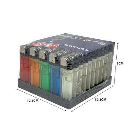 Box 50 Accendini a Pietrina Colorati Trasparenti - Fiamma Regolabile Polyflame