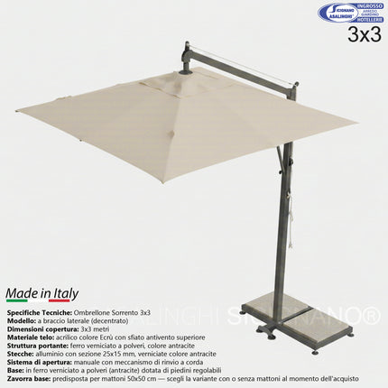 Ombrellone Sorrento 3x3 / 3x4 | HoReCa Ready Ombrellone 3x3 (senza mattonelle) Sessa Ombrellificio