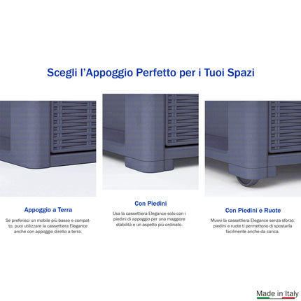 Cassettiera in Plastica con Ruote 4 Cassetti – Elegance Effetto Midollino Stefanplast