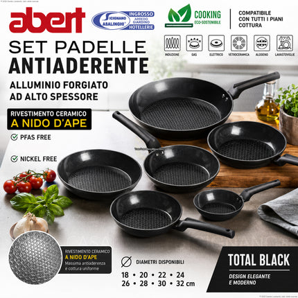 Padella Antiaderente con Rivestimento in Ceramica Abert Total Black abert