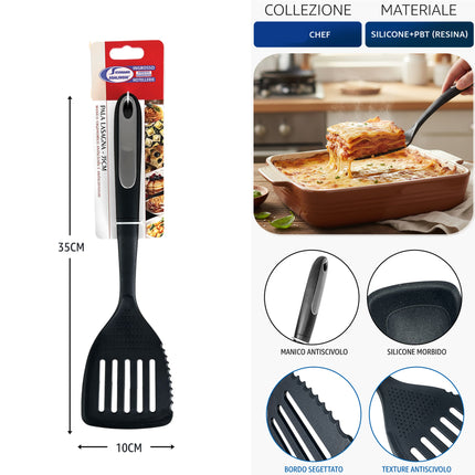 Set Utensili Cucina Nylon Nero Antiscivolo 6 Pezzi + Singoli – Manico Ergonomico Termoresistente Utensile singolo Pala Lasagna Arca