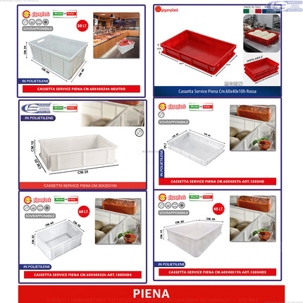 Cassetta Service Giganplast Piena/Forata | Contenitore Alimentare Professionale MOCA in Polietilene per Impasti, Cella e Freezer | Lavabile in Lavastoviglie - Made in Italy Giganplast