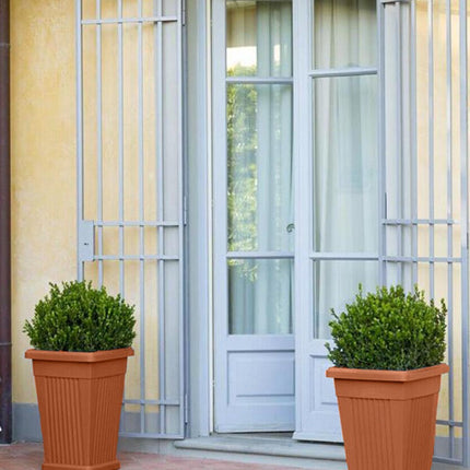 Bama Vaso Piramide Con Sottovaso – Elegante, Resistente A Sbali Di Temperatura E Raggi Solari, Perfetto Per Esterni