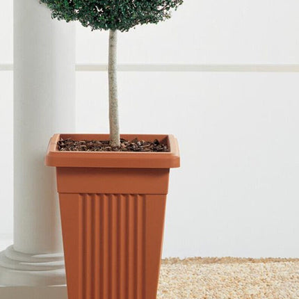 Bama Vaso Piramide Con Sottovaso – Elegante, Resistente A Sbali Di Temperatura E Raggi Solari, Perfetto Per Esterni