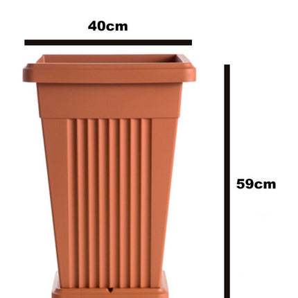 Bama Vaso Piramide Con Sottovaso – Elegante, Resistente A Sbali Di Temperatura E Raggi Solari, Perfetto Per Esterni