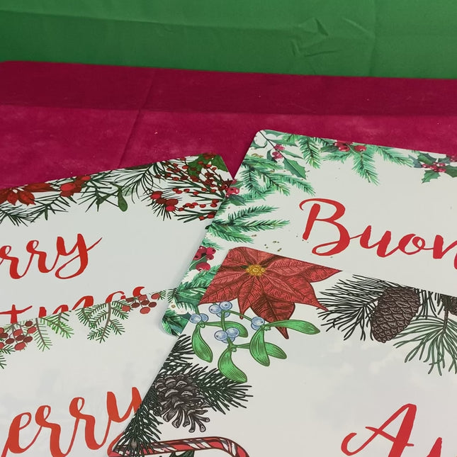 Tovaglietta Americana Natalizia 43,5x28,5cm Plastica Merry Christmas Auguri