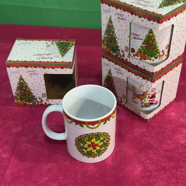 Tazza Latte Mug 325 ml Decoro Natalizio Natale 3 Colori Assortiti