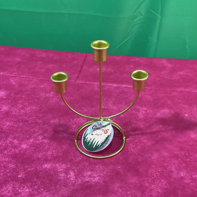 Portacandele in Metallo Oro a 3 Posti 18,5x10x24,5 cm | Candelabro Elegante Moderno da Tavolo