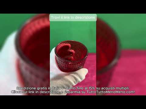 Set 6 Bicchieri in Vetro Cesareo Rosso 30cl | Servizio Bicchieri Acqua e Colorati da Tavola Eleganti