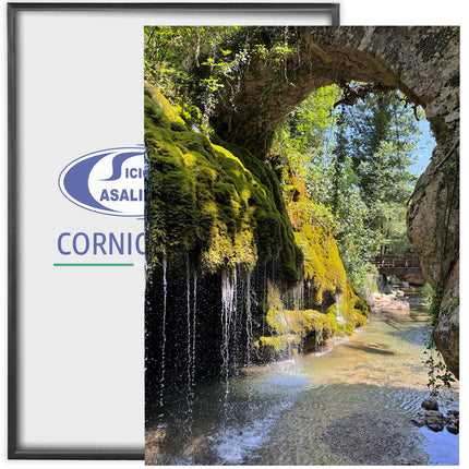 Sicignano Quadro Decorativo Naturale con Stampa Cascate Capelli di Venere, Cornice in Legno Noce Effetto Bombato, Poster Paesaggio Pronto da Appendere per Casa, B&B, Hotel e Ufficio - REF.04