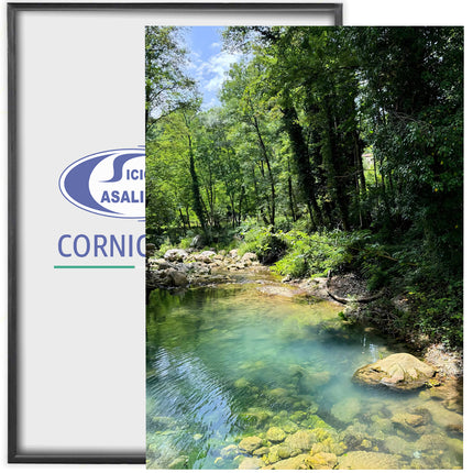 Sicignano Quadro Decorativo Naturale con Stampa Cascate Capelli di Venere, Cornice in Legno Noce Effetto Bombato, Poster Paesaggio Pronto da Appendere per Casa, B&B, Hotel e Ufficio - REF.05