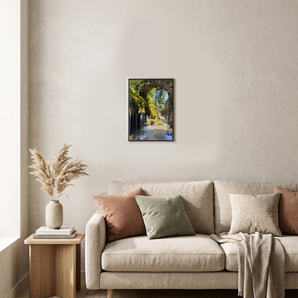 Sicignano | Quadro Decorativo Naturale 30x40 cm con Stampa Cascate Capelli di Venere, Cornice in Legno Noce Effetto Bombato, Poster Paesaggio Pronto da Appendere per Casa, B&B, Hotel e Ufficio - REF.04