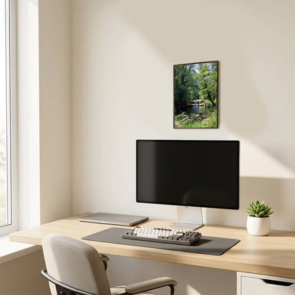 Sicignano | Quadro Decorativo Naturale 30x40 cm con Stampa Cascate Capelli di Venere, Cornice in Legno Noce Effetto Bombato, Poster Paesaggio Pronto da Appendere per Casa, B&B, Hotel e Ufficio - REF.08