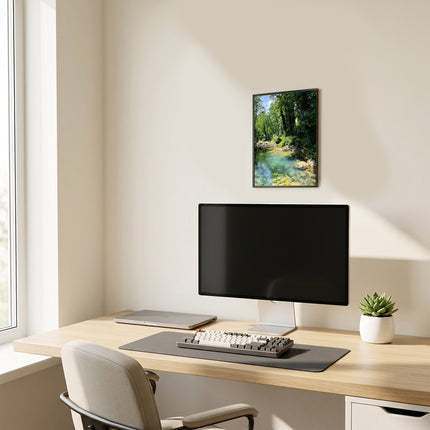 Sicignano | Quadro Decorativo Naturale 30x40 cm con Stampa Cascate Capelli di Venere, Cornice in Legno Noce Effetto Bombato, Poster Paesaggio Pronto da Appendere per Casa, B&B, Hotel e Ufficio - REF.05