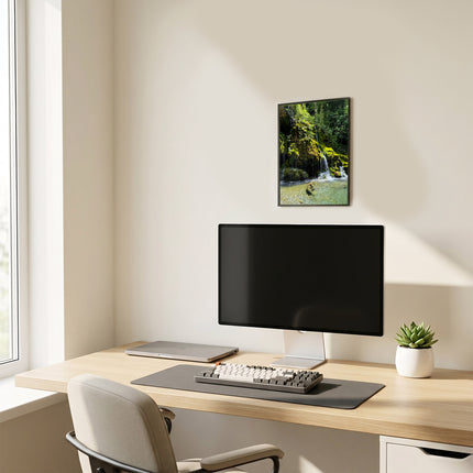 Sicignano | Quadro Decorativo Naturale 30x40 cm con Stampa Cascate Capelli di Venere, Cornice in Legno Noce Effetto Bombato, Poster Paesaggio Pronto da Appendere per Casa, B&B, Hotel e Ufficio - REF.06