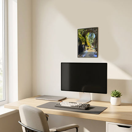 Sicignano | Quadro Decorativo Naturale 30x40 cm con Stampa Cascate Capelli di Venere, Cornice in Legno Noce Effetto Bombato, Poster Paesaggio Pronto da Appendere per Casa, B&B, Hotel e Ufficio - REF.04