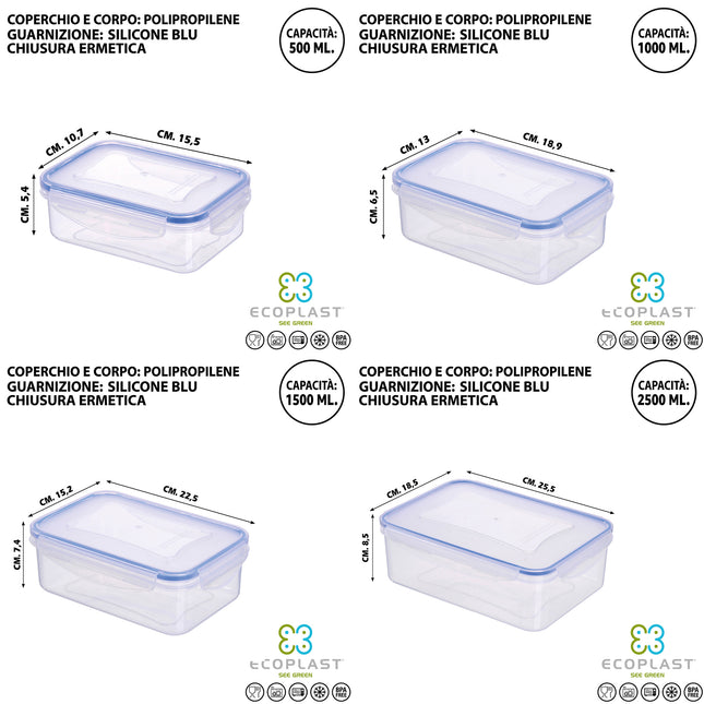 Set 10+1 Contenitori Ermetici Plastica BUNDLE Salvaspazio Cucina Cibo Senza BPA
