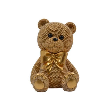 Orsetto in Resina Oro Medio 13x18 cm - Statuetta Soprammobile Design Moderno