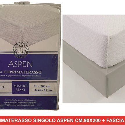Coprimaterasso Stretch Spugna Jacquard Angoli Maxi Elastico 25 cm Fascia