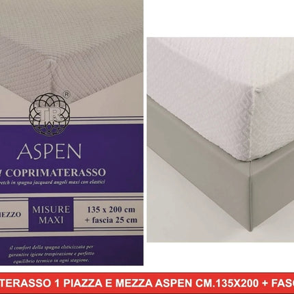 Coprimaterasso Stretch Spugna Jacquard Angoli Maxi Elastico 25 cm Fascia