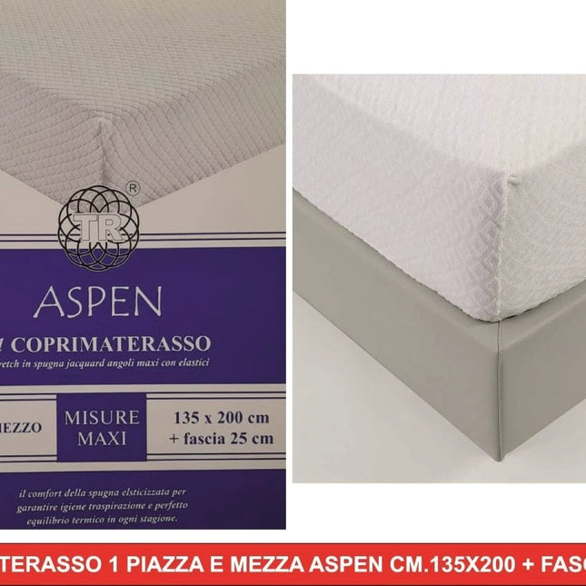 Coprimaterasso Stretch Spugna Jacquard Angoli Maxi Elastico 25 cm Fascia 1 Piazza e mezza 135 x 200 cm Tierre Groupe