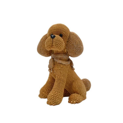 Cane Barboncino Resina Oro Medio 15x19 cm Statuetta Soprammobile Design Glamour
