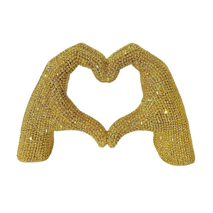 Statuetta Mani a Cuore Resina Oro Grande 17x10 cm - Soprammobile Design Glamour