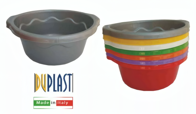 Duplast Bacinella Vulcano Tonda In Polipropilene, Robusta E Pratica, Vari Capacità Duplast