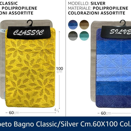 Tappeto Bagno Antiscivolo Assorbente 60x100 cm Modello Classic Silver Moderno Zetatex