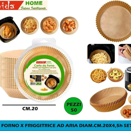 Carta Forno Friggitrice ad Aria 50 Fogli Biodegradabile Antiaderente