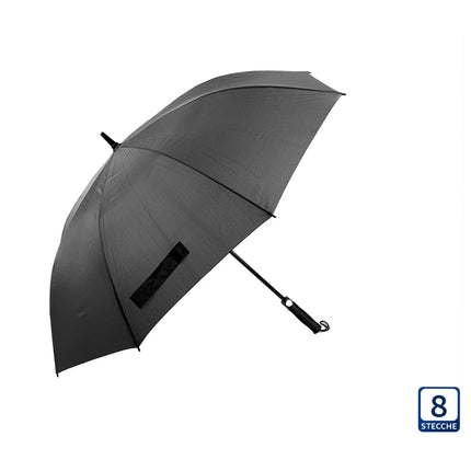 Ombrello Pongee 8 Stecche Automatico Imp. Dritta Nero