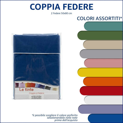 Coppia Federe Cuscino Letto 50x80cm IRGE Tinta Unita Cotone Poliestere Due Pezzi Irge